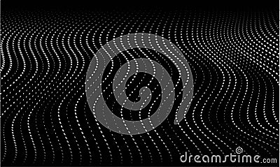 Geometric abstract background, wave lying plane, texture of dots and lines changing size, design patterns, vector illustratio Stock Photo